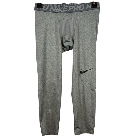 NIKE Pro Men's Dri-FIT 3/4-Length Fitness Tightss, Gray and Black, Size Medium - Picture 10 of 15